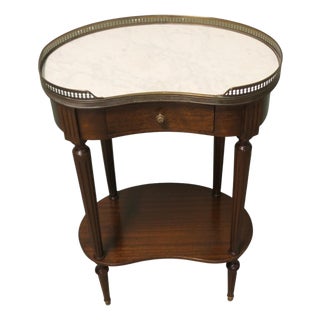 Antique French Side Table with Marble, 1800s For Sale