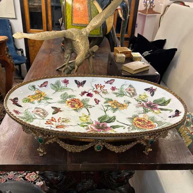 Decorative Platter Mounted on Ornate Metal Base For Sale - Image 11 of 12