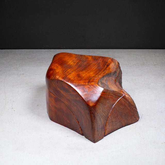 Mid-Century Lidded Redwood Burl Wooden Box c.1970 For Sale - Image 4 of 8