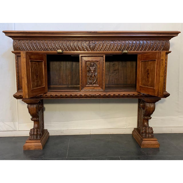 Renaissance Florentine Sculpted Wood Credenza, 1890s For Sale - Image 12 of 14