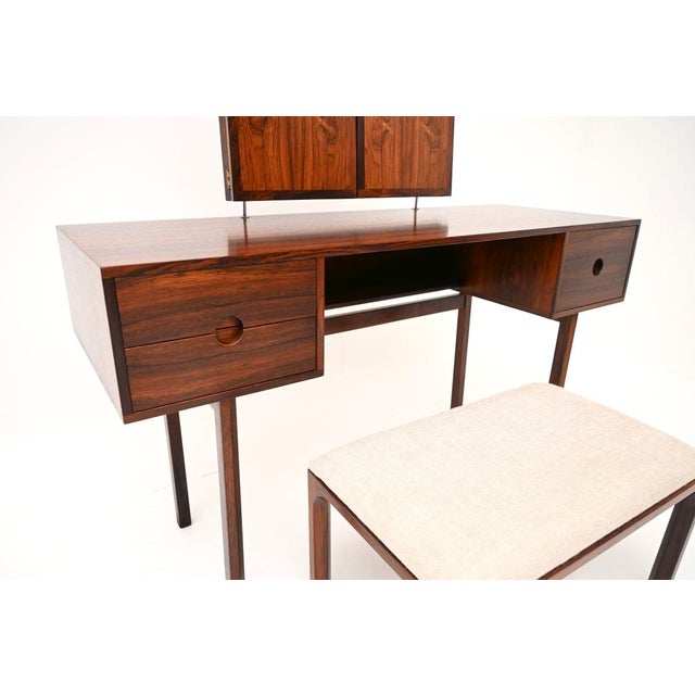 Vintage Danish Rosewood Dressing Table and Stool by Kai Kristiansen for Aksel Kjersgaard, 1960s, Set of 2 For Sale - Image 13 of 17