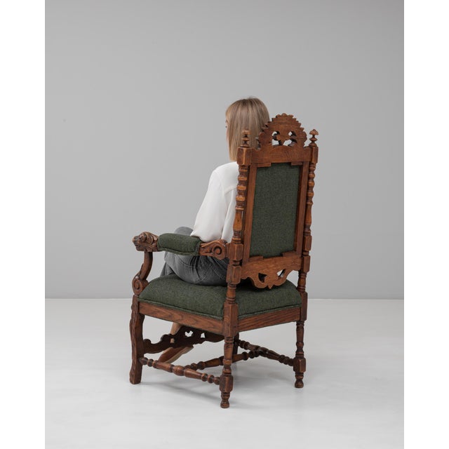 Early 20th Century 1900s French Baroque Revival Oak Armchair with Upholstered Cushions For Sale - Image 5 of 18
