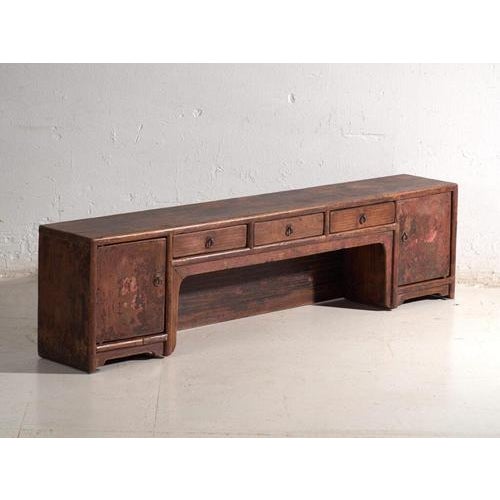 Low Antique Sideboard in Painted Pine, China, 1900 For Sale - Image 11 of 11