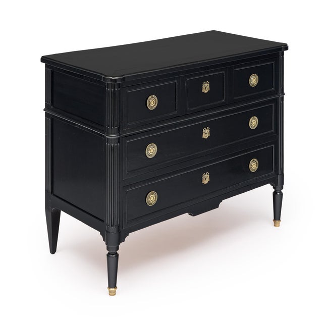 French Chest of Drawers, Louis XVI Style, French Antique, Ebonized For Sale - Image 3 of 9