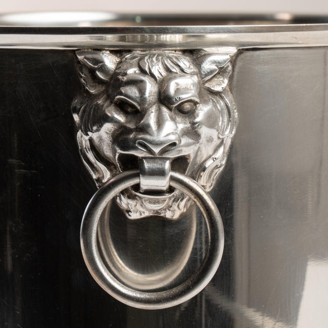 Hollywood Regency Mid 20th Century France Hollywood Regency Silver Metal Ice Bucket For Sale - Image 3 of 14