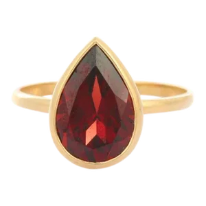 3.5 Carat Pear Cut Garnet Cocktail Ring Size 7 in 18k Yellow Gold