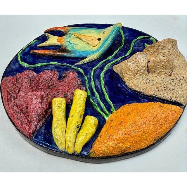 Queen Angel Fish Ceramic Wall Sculpture For Sale - Image 4 of 8
