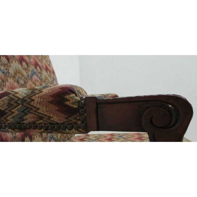 1980s Baker Furniture French Carved Leg Living Room Lounge Arm Club Chair For Sale - Image 4 of 12