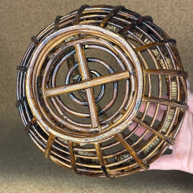 Wood Vintage Woven Basket With Handle and Lid For Sale - Image 7 of 8