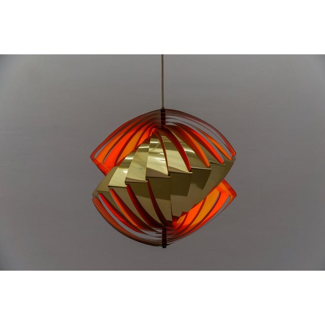 Lyfa Danish Conch Pendant Lamp in Glass and Metal by Louis Weisdorf for Lyfa, Denmark, 1960s For Sale - Image 4 of 16