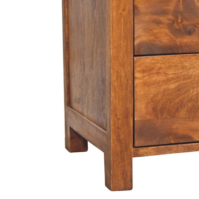Chestnut Chestnut-Finish Mango Wood Curved Nightstand For Sale - Image 8 of 8