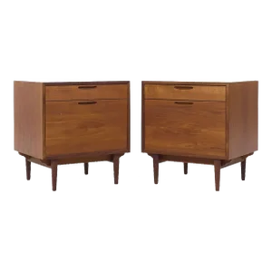 Kofod Larsen for Selig Mid Century Danish Teak Nightstands - Pair
