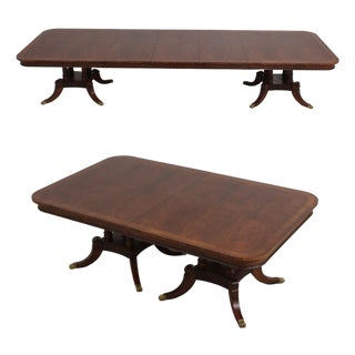 Henredon Mahogany Double Pedestal Inlaid Dining Table For Sale
