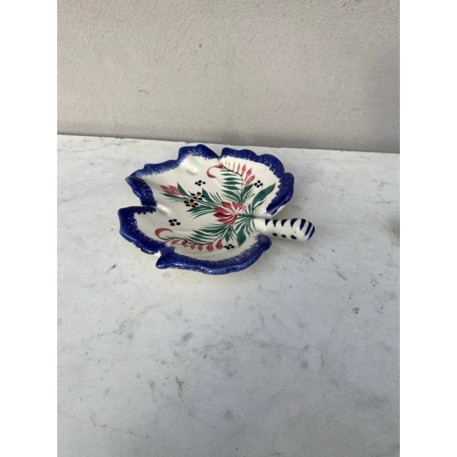 French Faience Quimper Leaf Dish Circa 1950