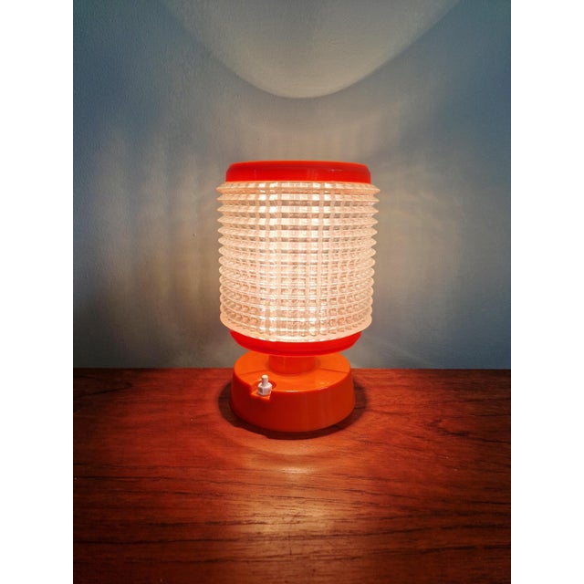 Plastic Vintage Table Lamp in Orange and Transparent Plastic, 1960s For Sale - Image 7 of 10