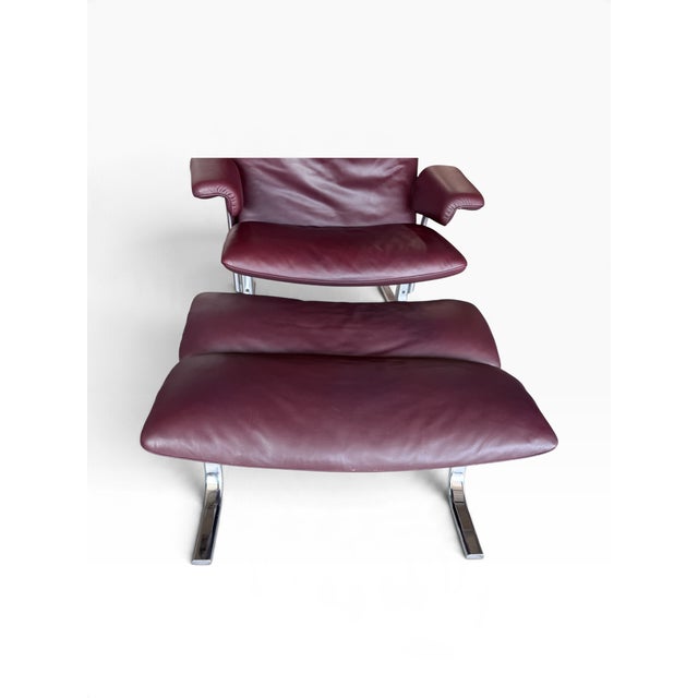 Set of DS 2030 Leather Chair with Ottoman from de Sede, 1970s For Sale - Image 6 of 9