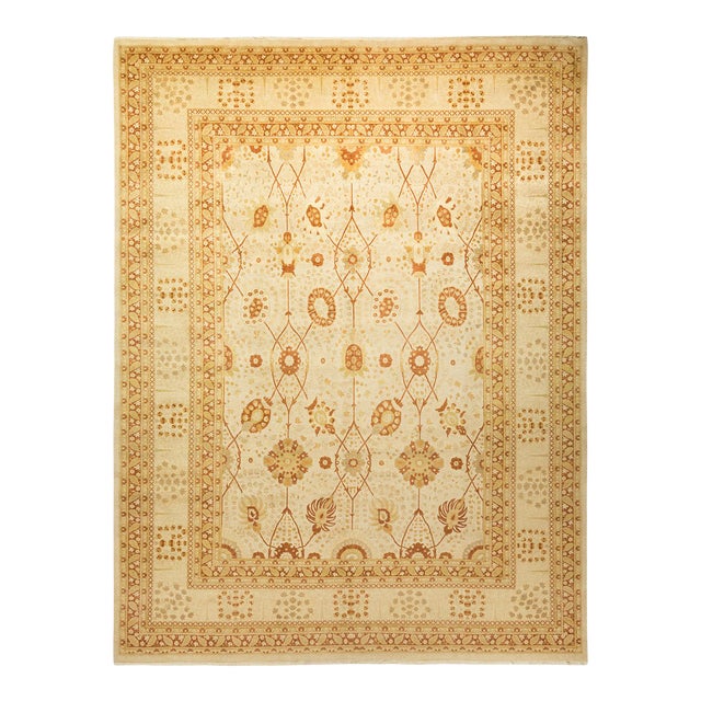Mogul Collection Hand-Knotted Area Rug - Ivory Collection 9' 4" X 12' 2" For Sale