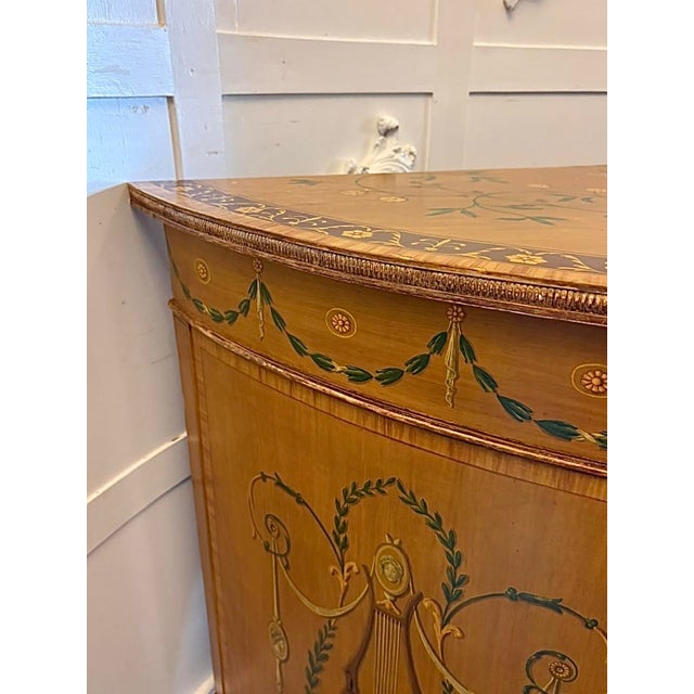 Large Antique Georgian Sheraton Satinwood Hand Painted Cabinet Sideboard, 1800 For Sale - Image 14 of 18