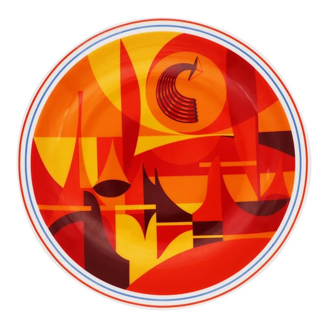 1970s Portuguese Modernist Porcelain Wall Plate, Vista Alegre, Portugal For Sale