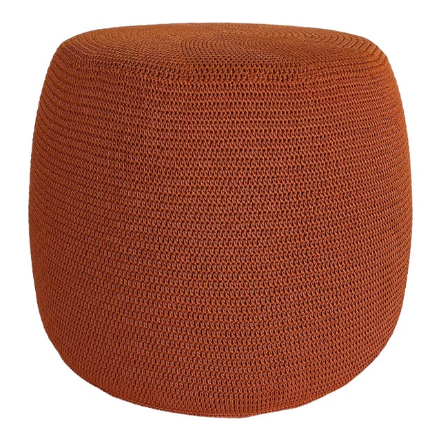 Modern Woven Coral Indoor/Outdoor Mia Pouf For Sale