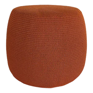 Modern Woven Orange Indoor/Outdoor Mia Pouf
