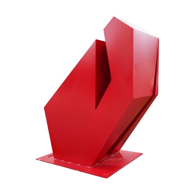 Reeves Art and Design Large Contemporary Geometric Red Outdoor Sculpture, 2022 For Sale In Houston - Image 6 of 10