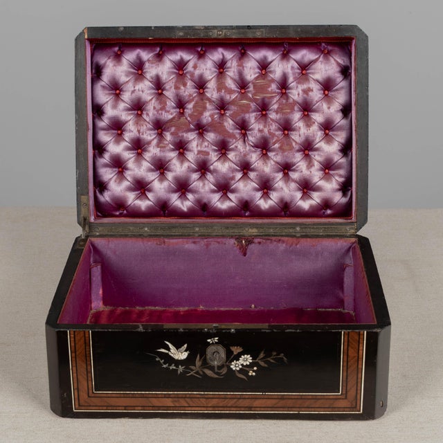 19th Century Napoleon III Marquetry Box, Mother of Pearl Inlay For Sale - Image 14 of 16