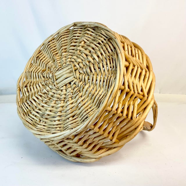 Vintage French Style Boho Chic Coastal Gathering Basket For Sale - Image 10 of 12