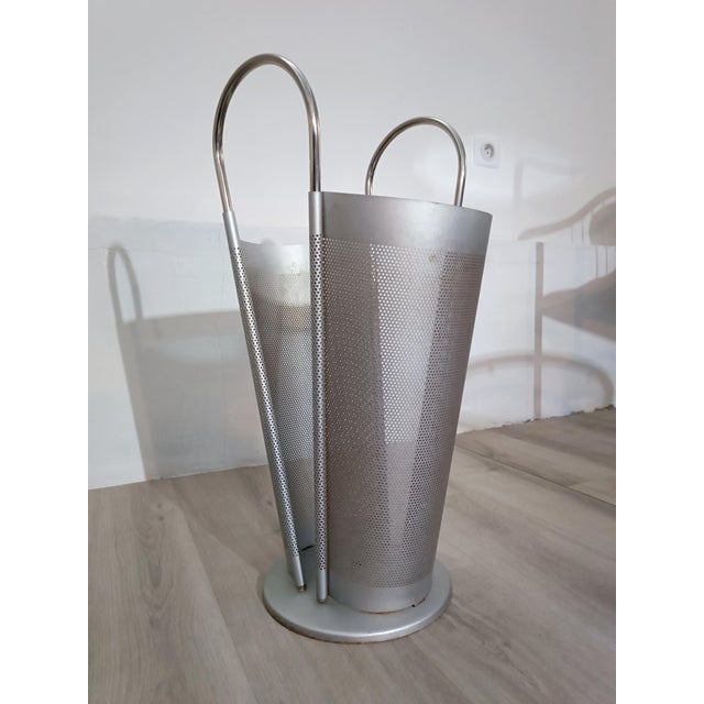 Metal Magazine Rack and Umbrella Stand attributed to Marius Mascagni, 1970s, Set of 2 For Sale - Image 7 of 15
