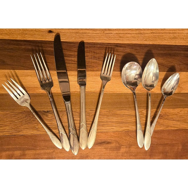 Early 20th Century Complete Twelve Eight - Piece Place Settings Art Nouveau Silverplate Flatware Plus Serving Pieces Boxed Set- Set of 120 For Sale - Image 11 of 16