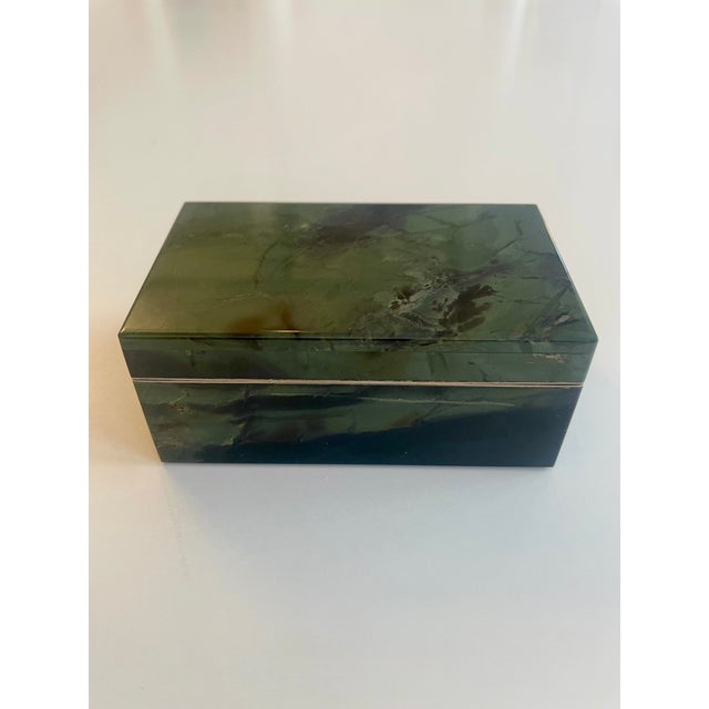 Green Mineral Box in Green Jasper with Velvet Lining, 1950s For Sale - Image 8 of 11