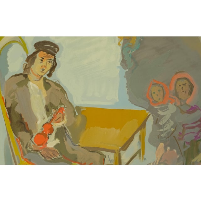 The School of Paris Large 1966 Emmanuel Mané-Katz Judaica Lithograph "Le Rêve Évanoui De Stempeniou" (Stempeniou’s Vanished Dream) For Sale - Image 3 of 7