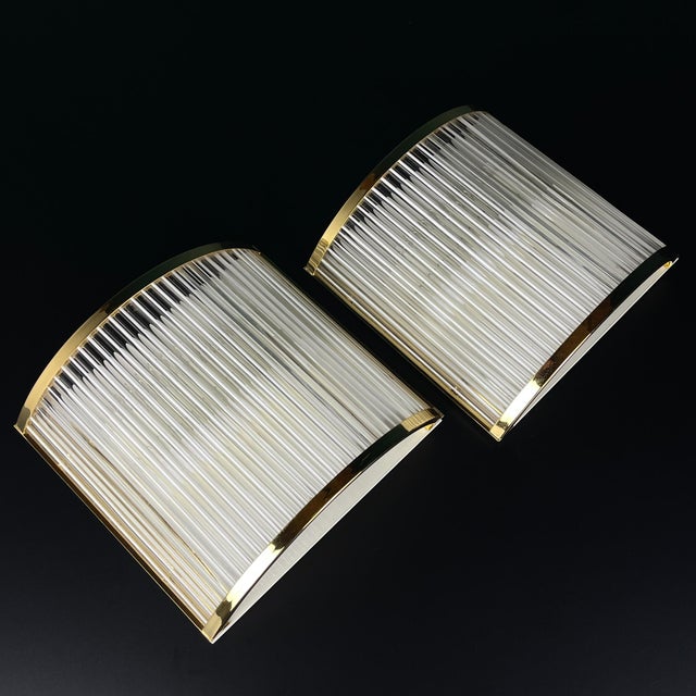 Metal Art Deco Murano Wall Lamps by De Majo, Italy, 1970s , Set of 2 For Sale - Image 7 of 17