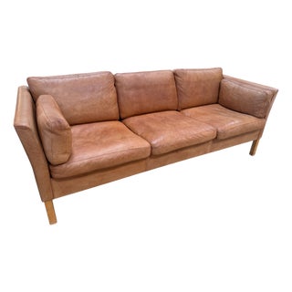 Three-Seat Leather Sofas in Original Leather, by Mogens Hansen For Sale