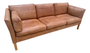 Three-Seat Leather Sofas in Original Leather, by Mogens Hansen