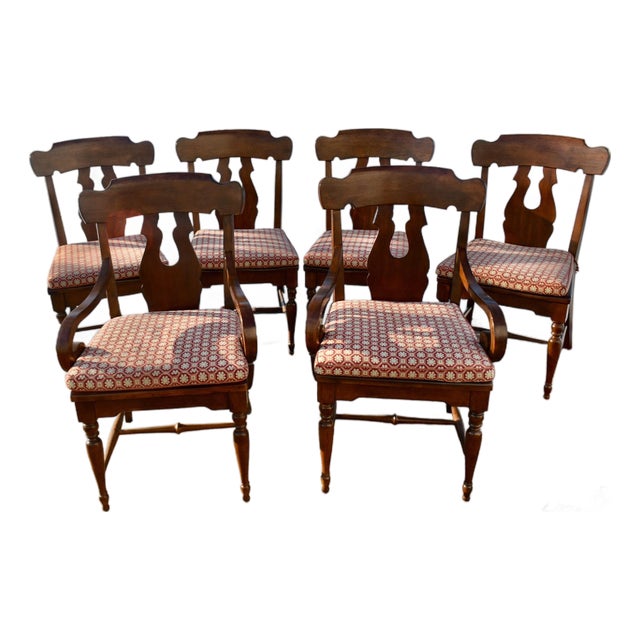 Vintage Set of Six Bernhardt British Colonial Style Dining Chairs For Sale