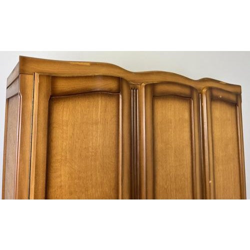 Brown Vintage French Louis Carved Oak Triple Door Armoire For Sale - Image 8 of 18
