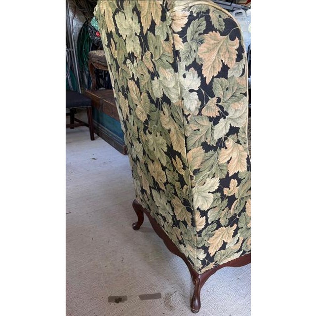 Beige Mid Century Wing Back Chair With Pretty Scrolled Arms For Sale - Image 8 of 8