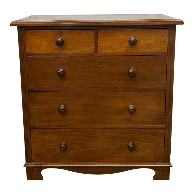 Antique Traditional Colonial Style Walnut Chest of Drawers For Sale