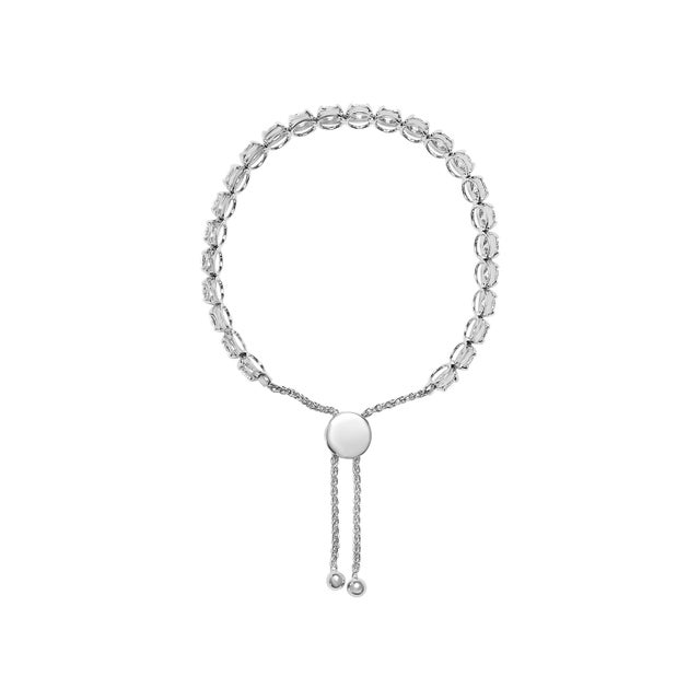 Contemporary 14K White Gold 6.00 Cttw Diamond 4”-10” Adjustable Bolo Tennis Bracelet (I-J Color, I1-I2 Clarity) For Sale - Image 3 of 5