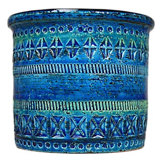 Rimini Blue Flowerpot Cover or Vase by Aldo Londi for Bitossi, 1950s For Sale