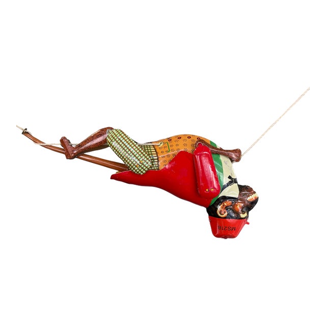 Vintage Mid-Century Tin Acrobat Monkey Toy Ms218 Made in China For Sale