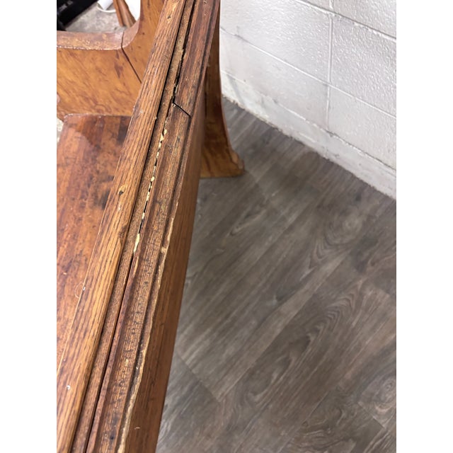 Wood Antique Victorian Gothic Style Solid Oak Church Pew For Sale - Image 7 of 9