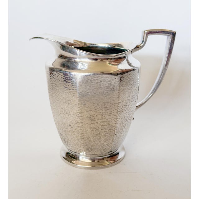 Art Deco 1930s Hammered Nickel Silver Pitcher, Homan Plate W.m. Mount Usa For Sale - Image 3 of 17