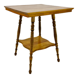 1920s Antique Americana Boho Chic Bobbin Leg Maple Center Table