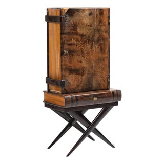 Aldo Tura Lacquered Goatskin Book Form Bar Cabinet, Italy, 1950's. For Sale