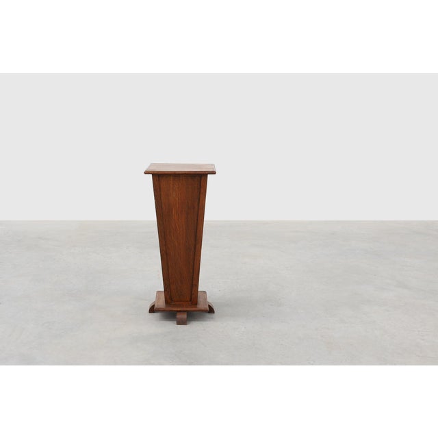 French Art Deco Geometric Oak Pedestal, 1925 For Sale - Image 4 of 12