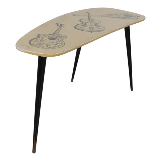 Authentic Italian Side Table with Charming Guitar Motif, 1950s For Sale