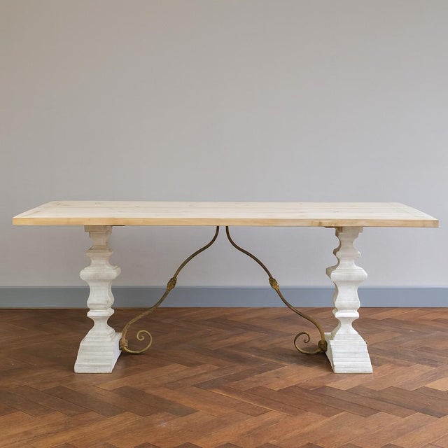 1980s Industrial Table with Aerogum-Coated Top and Whitewashed Base, 1980s For Sale - Image 5 of 5