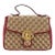 Gucci Gg Marmont Mini Beige Gg Canvas Red Leather Top Handle Bag For Sale